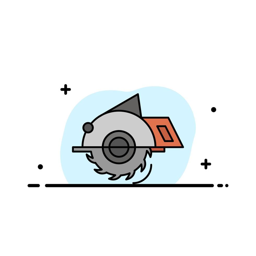 Saw Building Circular Saw Construction Repair  Business Flat Line Filled Icon Vector Banner Template
