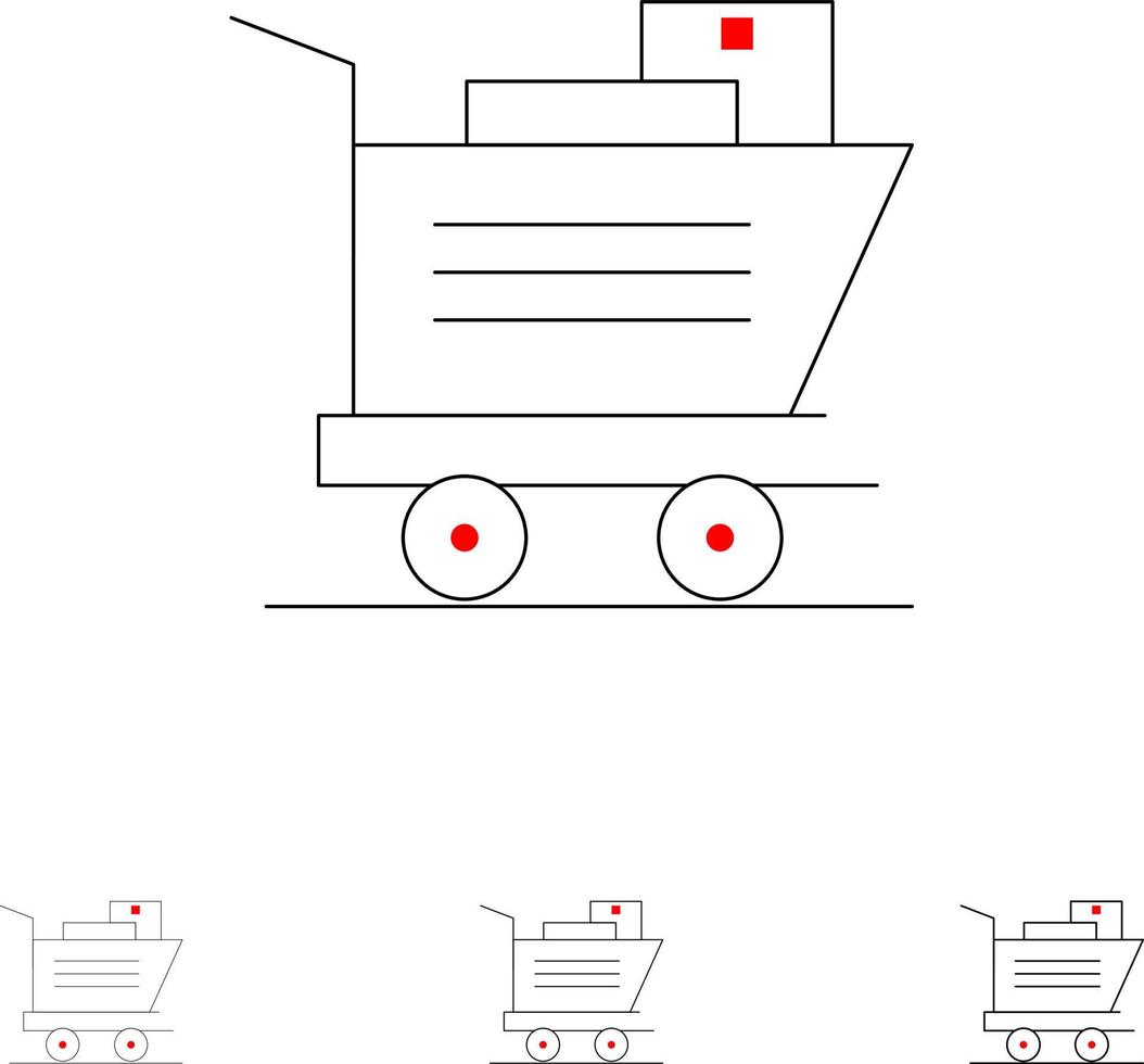 carro cesta de la compra conjunto de iconos de línea negra audaz y delgada vector