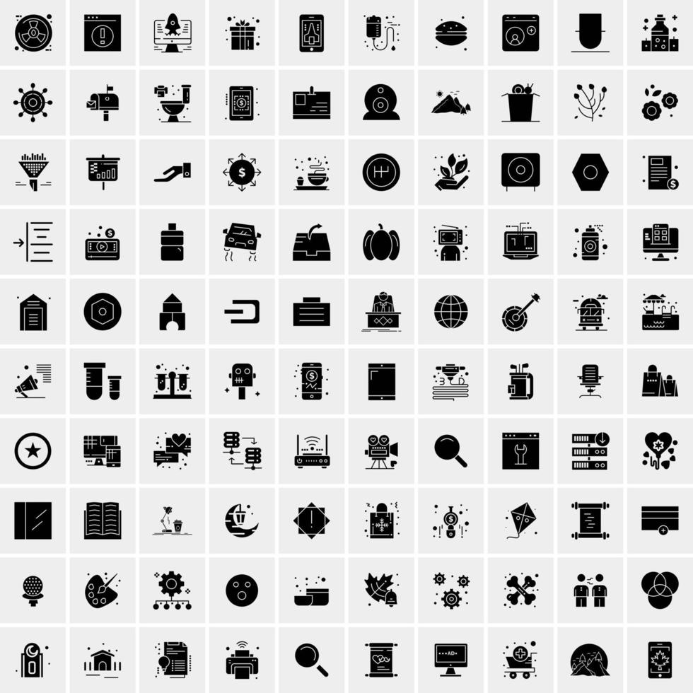 Set of 100 Universal Solid Icons vector