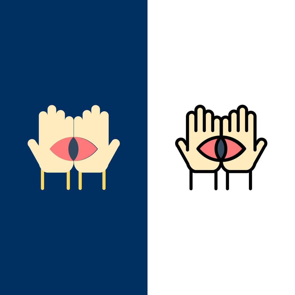 Conspiracy Destiny Medium Mystery Occult   Icons Flat and Line Filled Icon Set Vector Blue Background