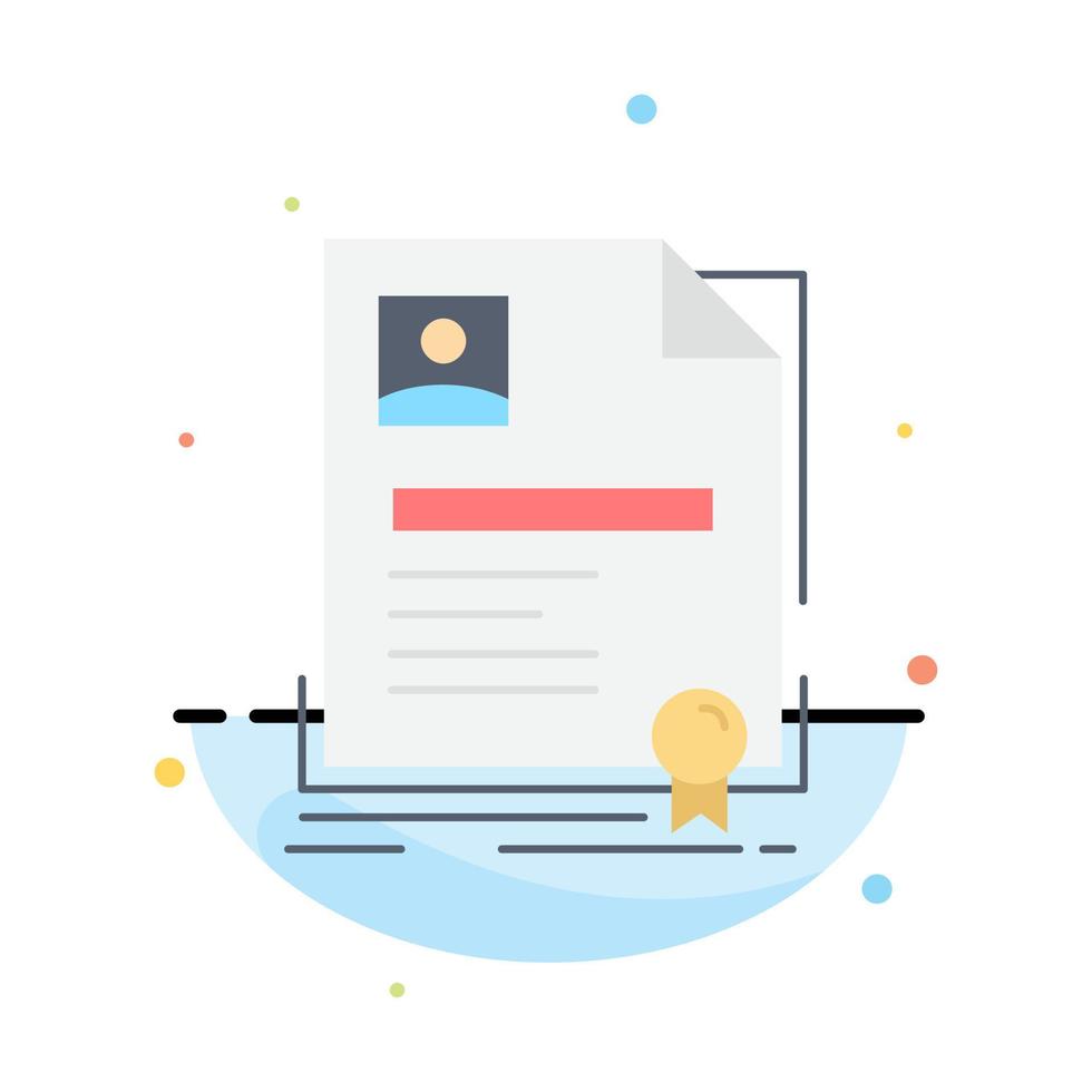 Contract badge Business agreement certificate Flat Color Icon Vector