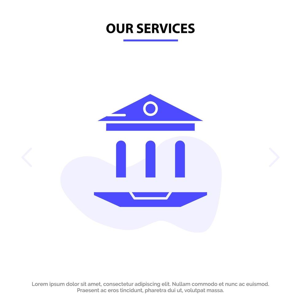 Our Services Internet School Web Education Solid Glyph Icon Web card Template vector