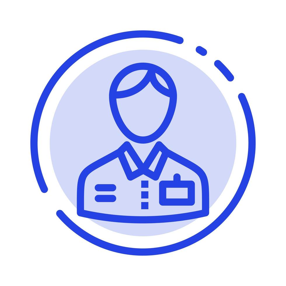 Bellboy Bellhop Doorman Hotel Service Blue Dotted Line Line Icon vector