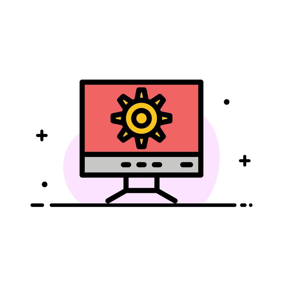 Computer Setting Design  Business Flat Line Filled Icon Vector Banner Template