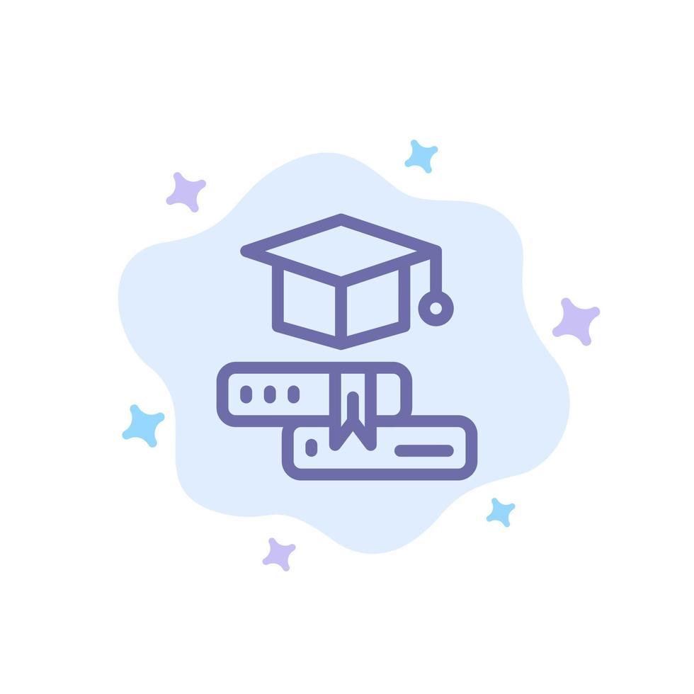 Books Cap Education Graduation Blue Icon on Abstract Cloud Background vector