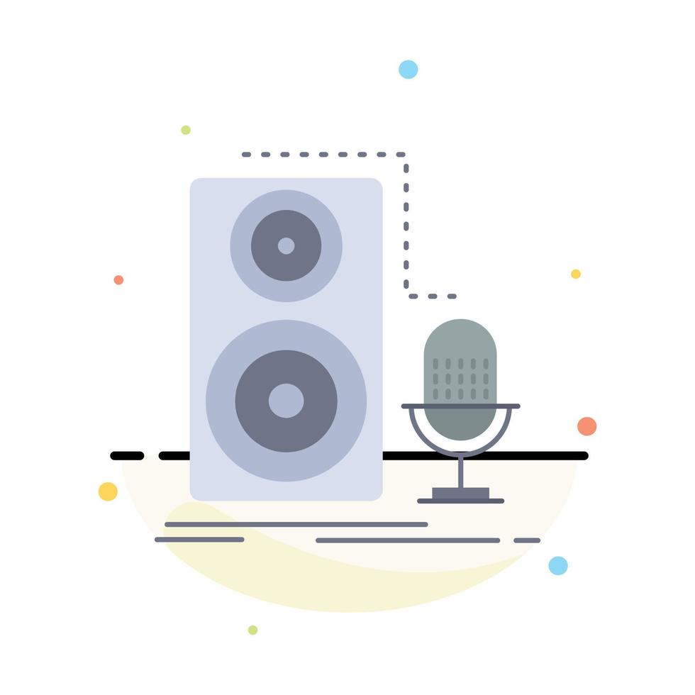 Live mic microphone record sound Flat Color Icon Vector