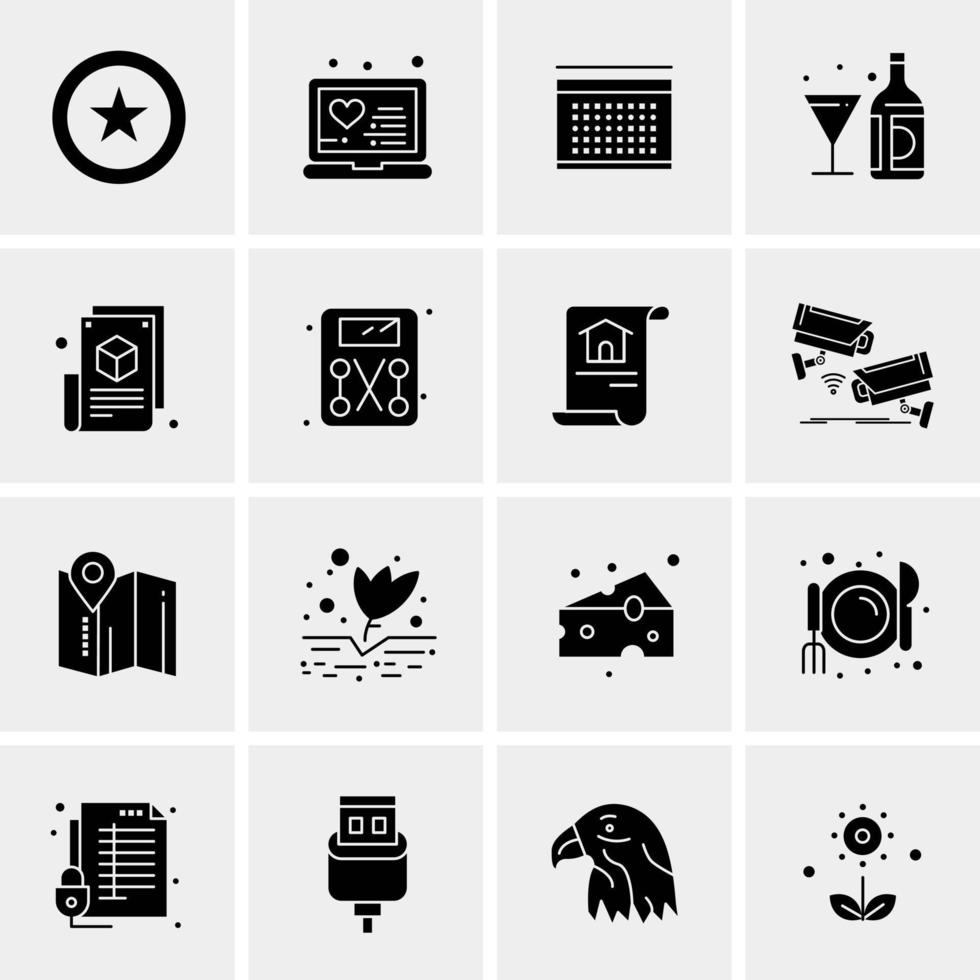 16 iconos de negocios universales vector ilustración de icono creativo para usar en proyectos relacionados con la web y dispositivos móviles