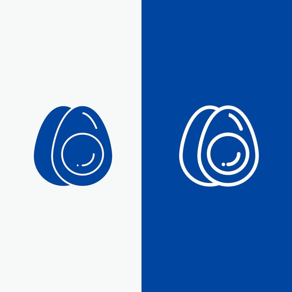 huevo huevos vacaciones línea de pascua y glifo icono sólido banner azul línea y glifo icono sólido banner azul vector