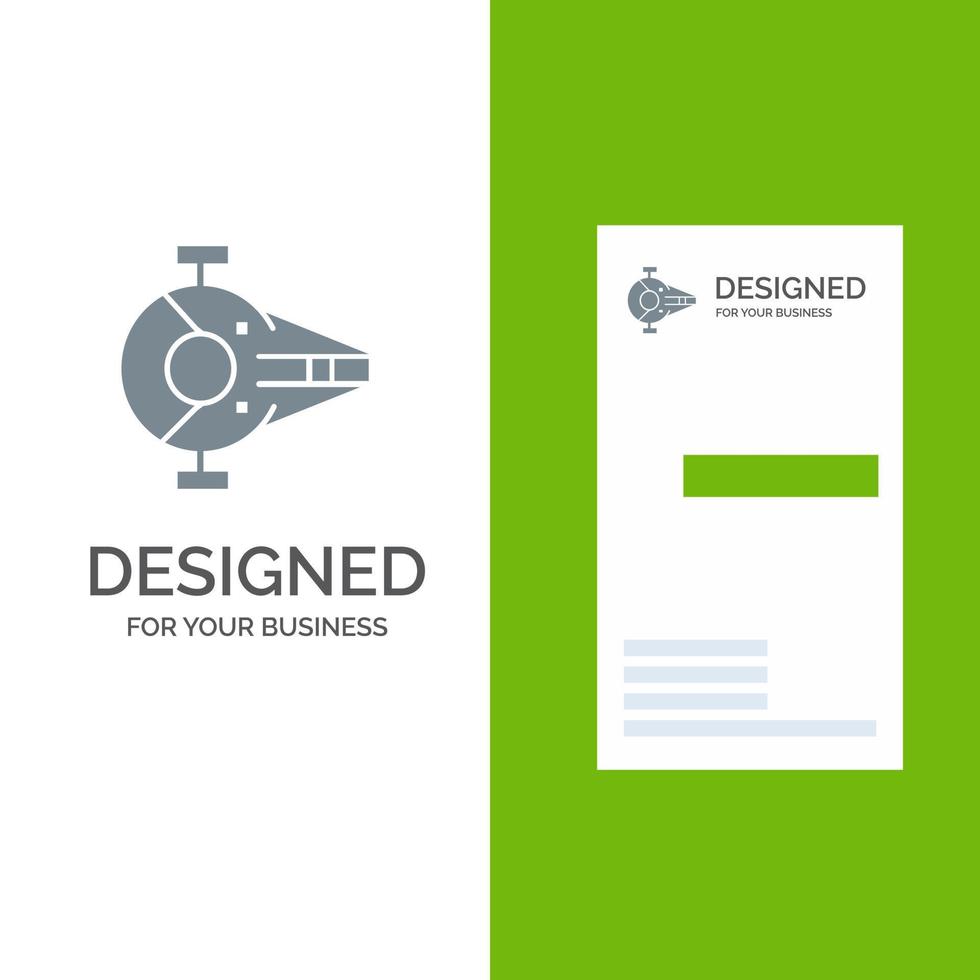 Cruiser Fighter Interceptor Ship Spacecraft Grey Logo Design and Business Card Template vector