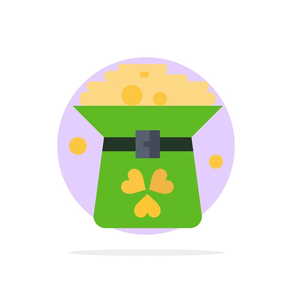 moneda de trébol sombrero verde en círculo abstracto fondo icono de color plano vector