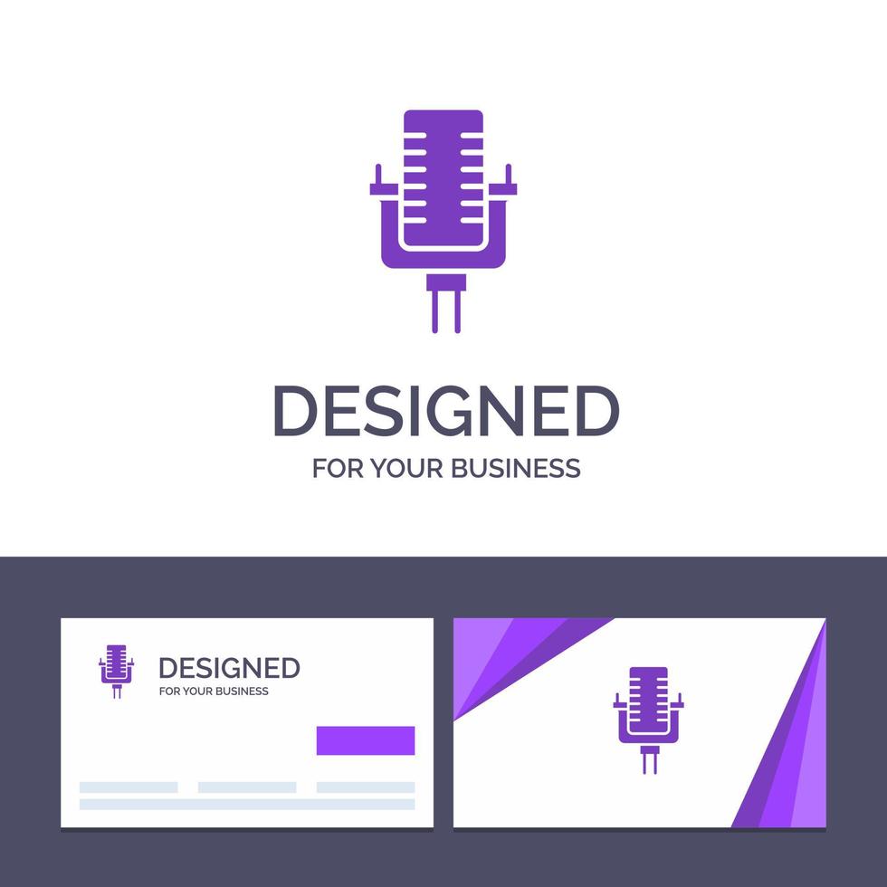 Creative Business Card and Logo template Microphone Multimedia Record Song Vector Illustration