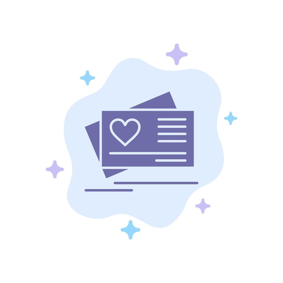 Card Love Heart Wedding Blue Icon on Abstract Cloud Background vector
