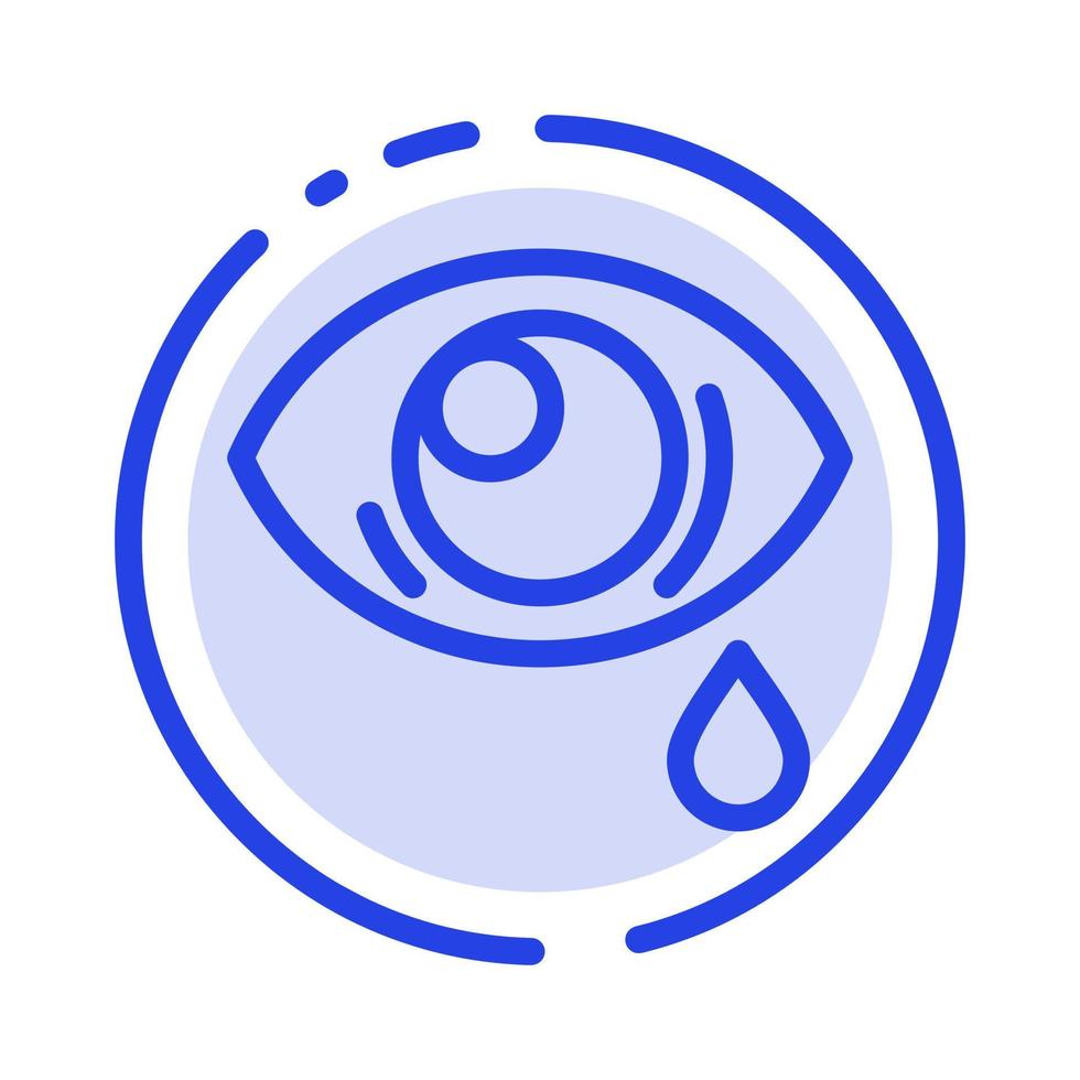 ojo caído ojo triste línea punteada azul icono de línea vector