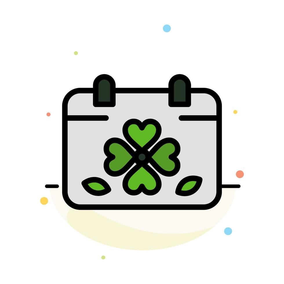 Calendar Clover Day Leaf Patrick Abstract Flat Color Icon Template vector