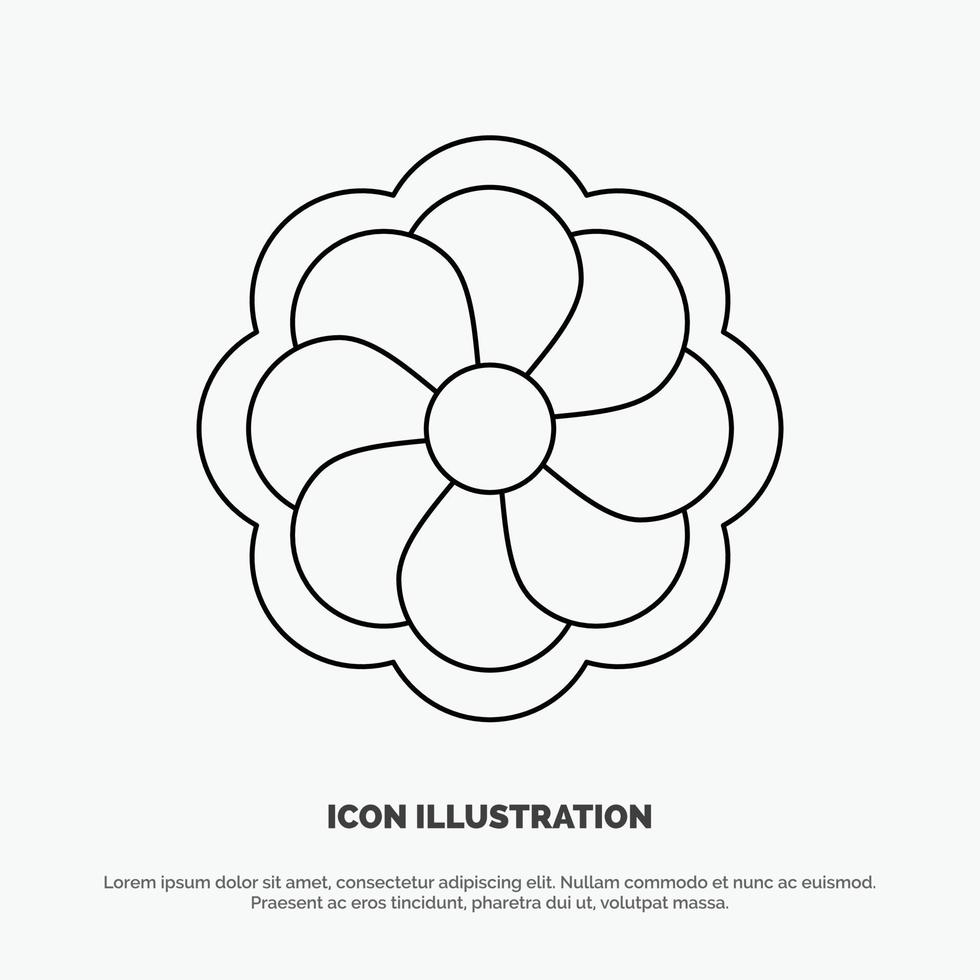 vector de icono de línea de madrigal de flor de girasol