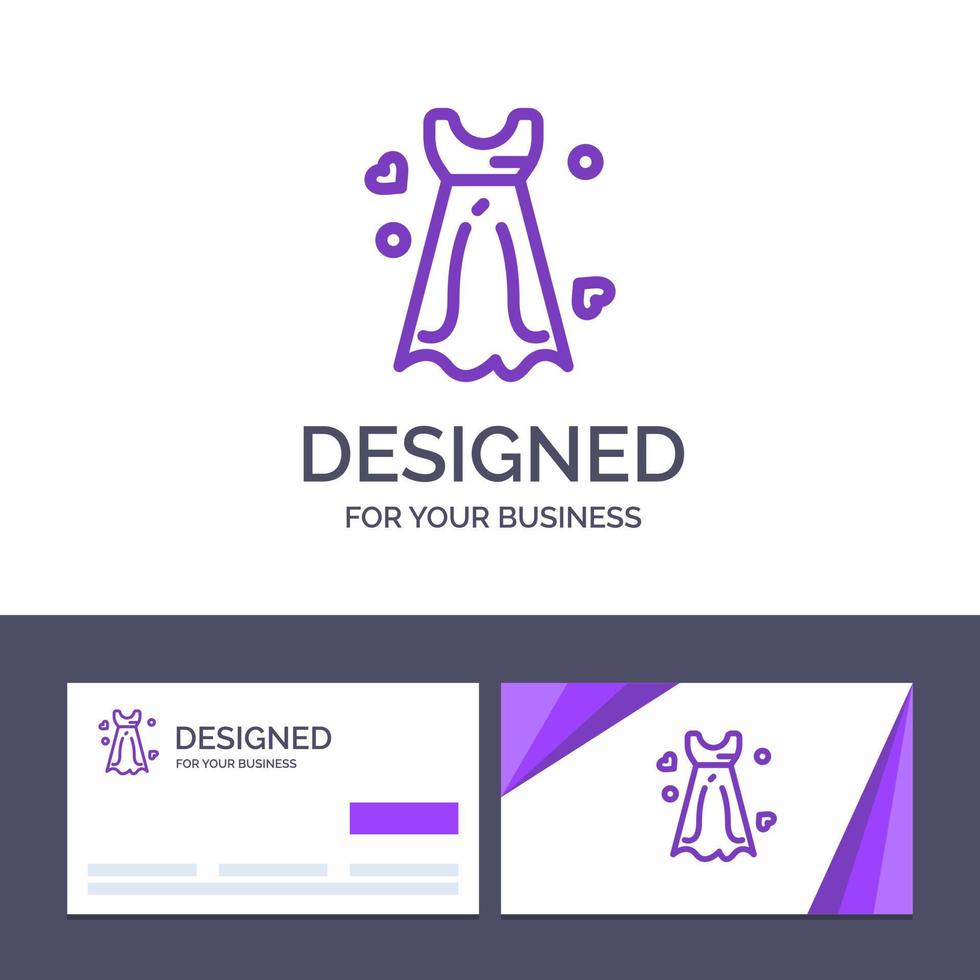 tarjeta de visita creativa y plantilla de logotipo vestido de mujer vestido de novia boda ilustración vectorial vector