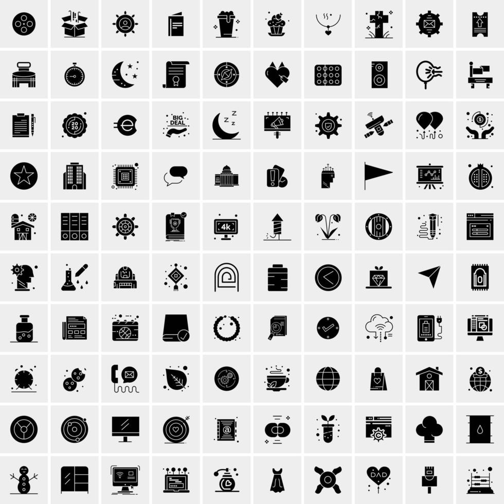 Set of 100 Universal Solid Icons vector