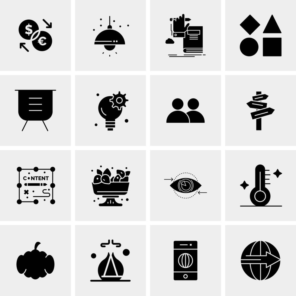 16 iconos de negocios universales vector ilustración de icono creativo para usar en proyectos relacionados con la web y dispositivos móviles