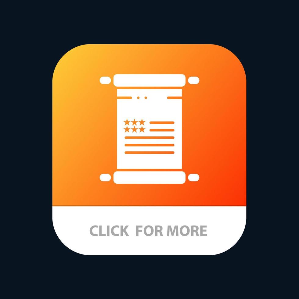Desplazar el texto del botón de la aplicación móvil de EE. UU. Americana versión de glifo de Android e iOS vector