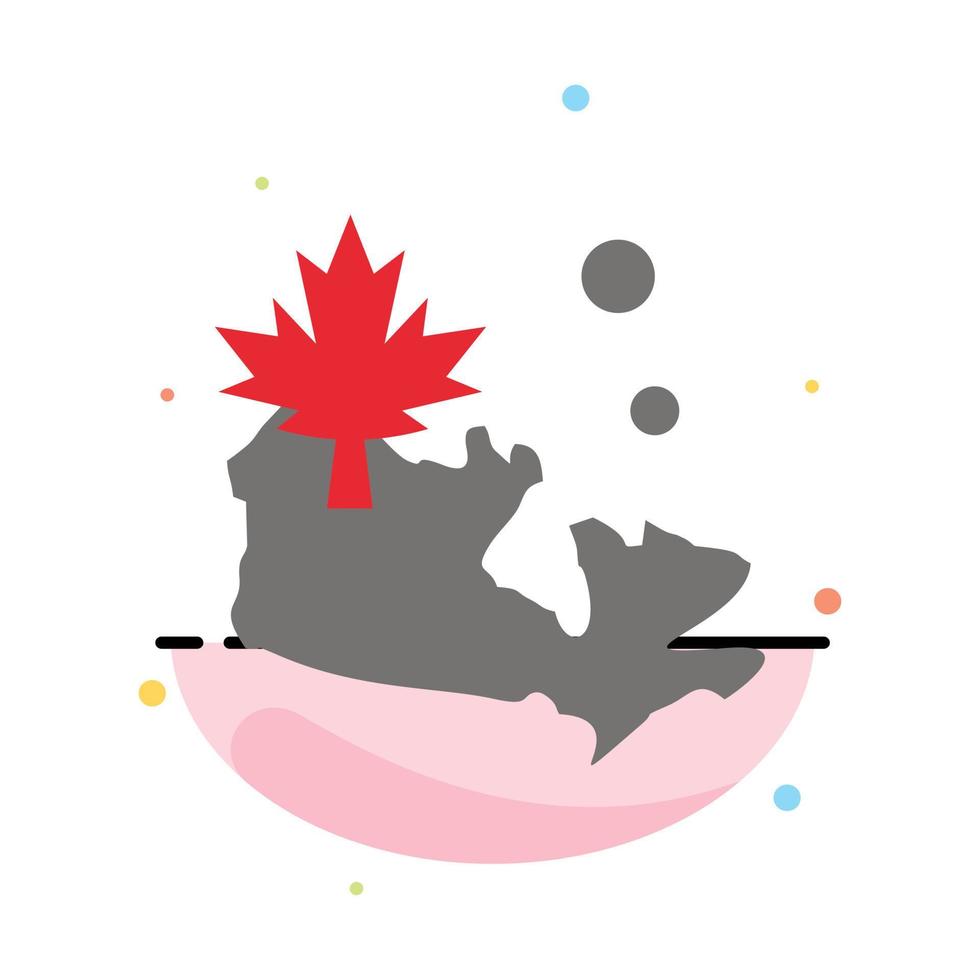 plantilla de icono de color plano abstracto de hoja de Canadá de mapa vector