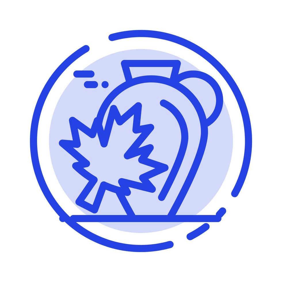 Pot Autumn Canada Leaf Maple Blue Dotted Line Line Icon vector