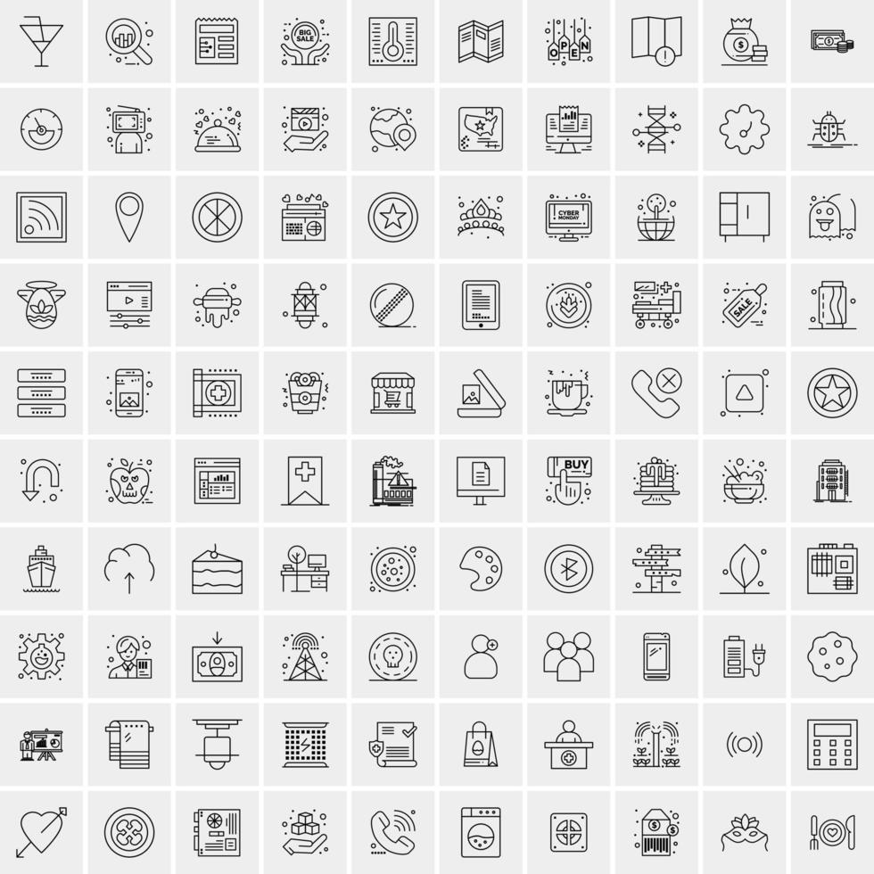 Set of 100 Creative Business Line Icons vector