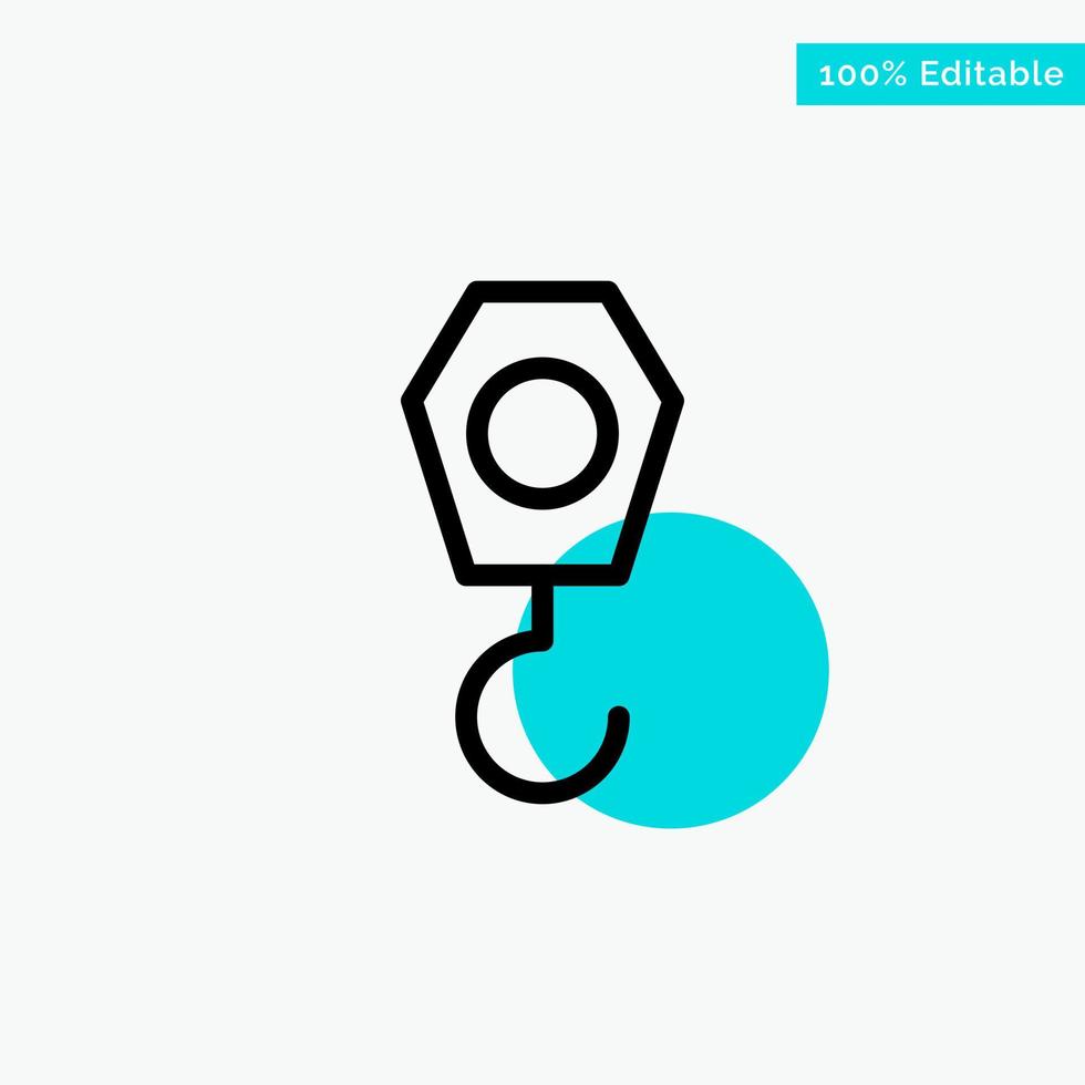 Construction Crane Hook turquoise highlight circle point Vector icon