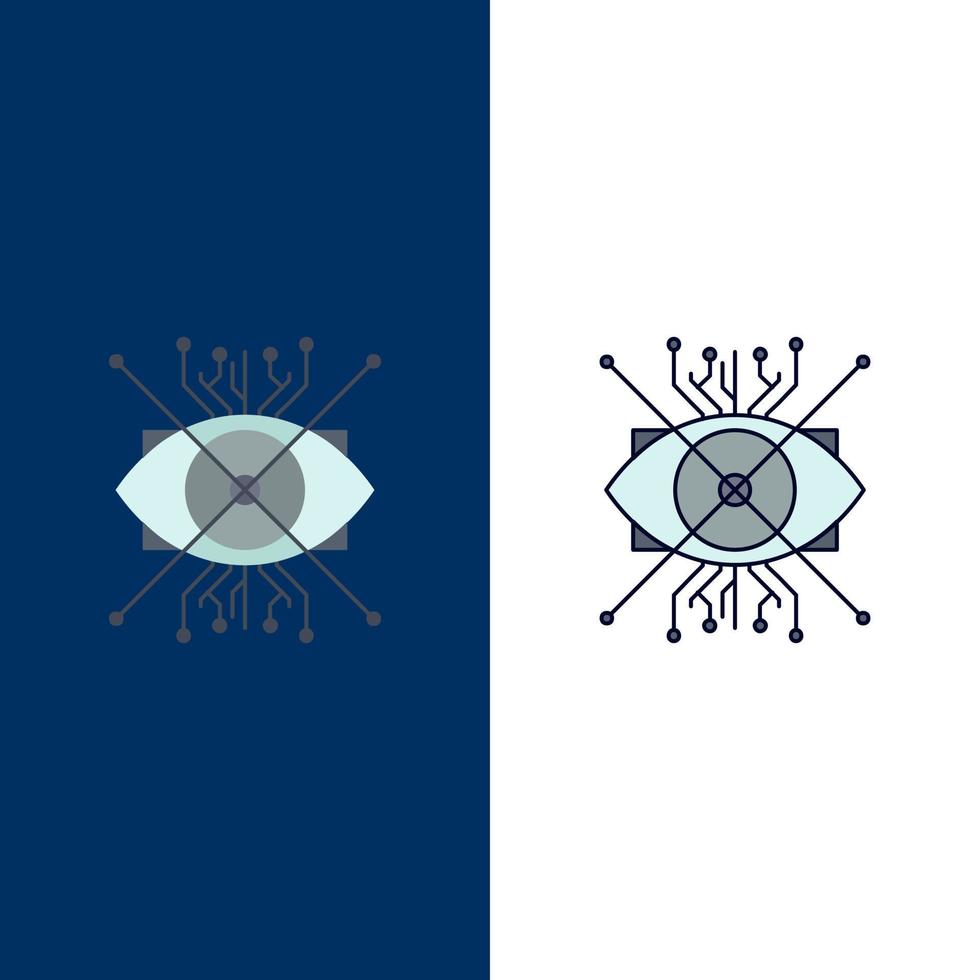 Ar augmentation cyber eye lens Flat Color Icon Vector