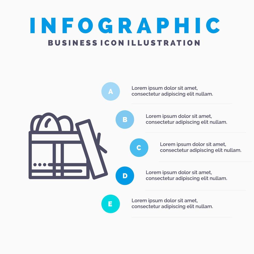 Gift Box Birthday Day Line icon with 5 steps presentation infographics Background vector