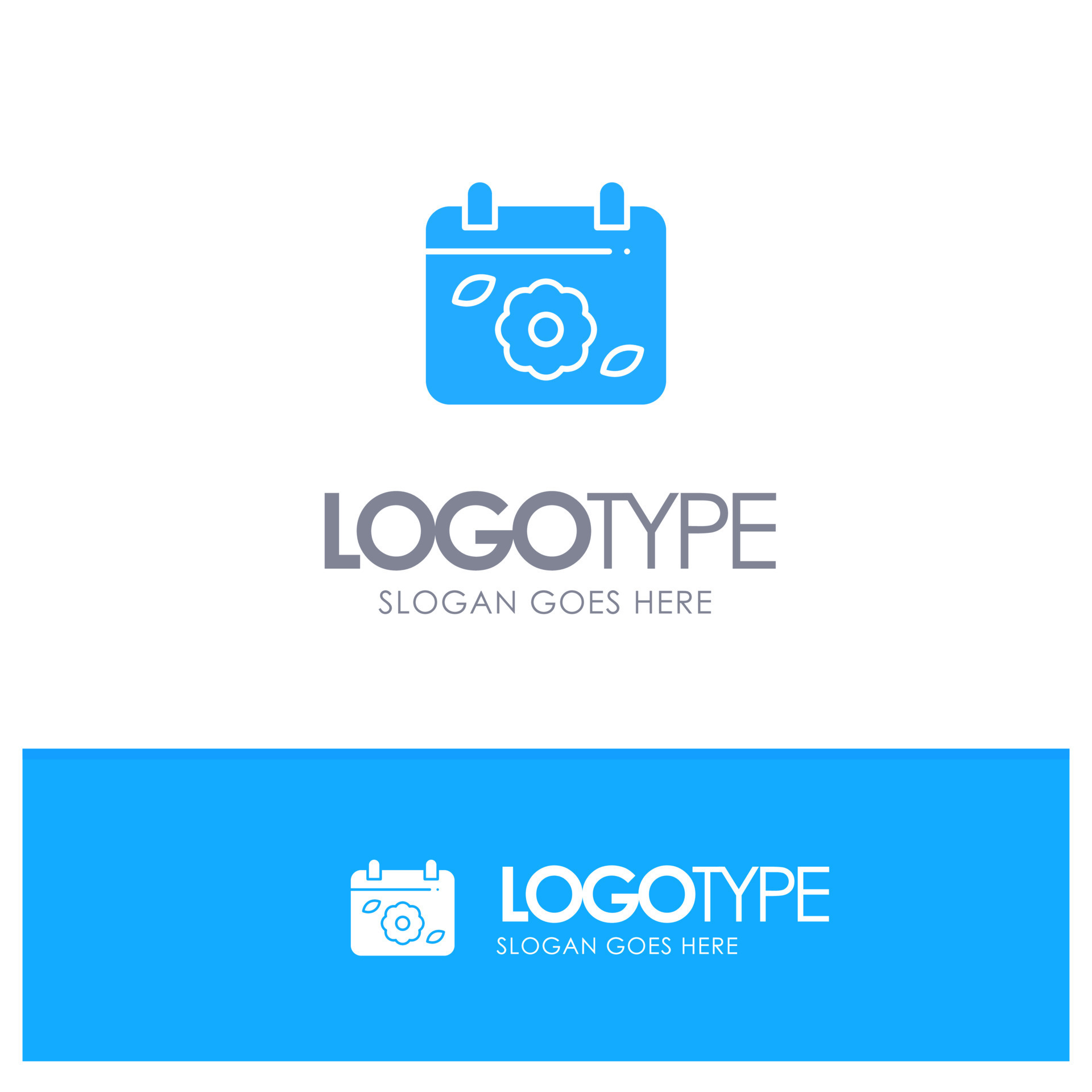 Calendar Flower Date Spring Blue Solid Logo with place for tagline 19096236 Vector Art at Vecteezy