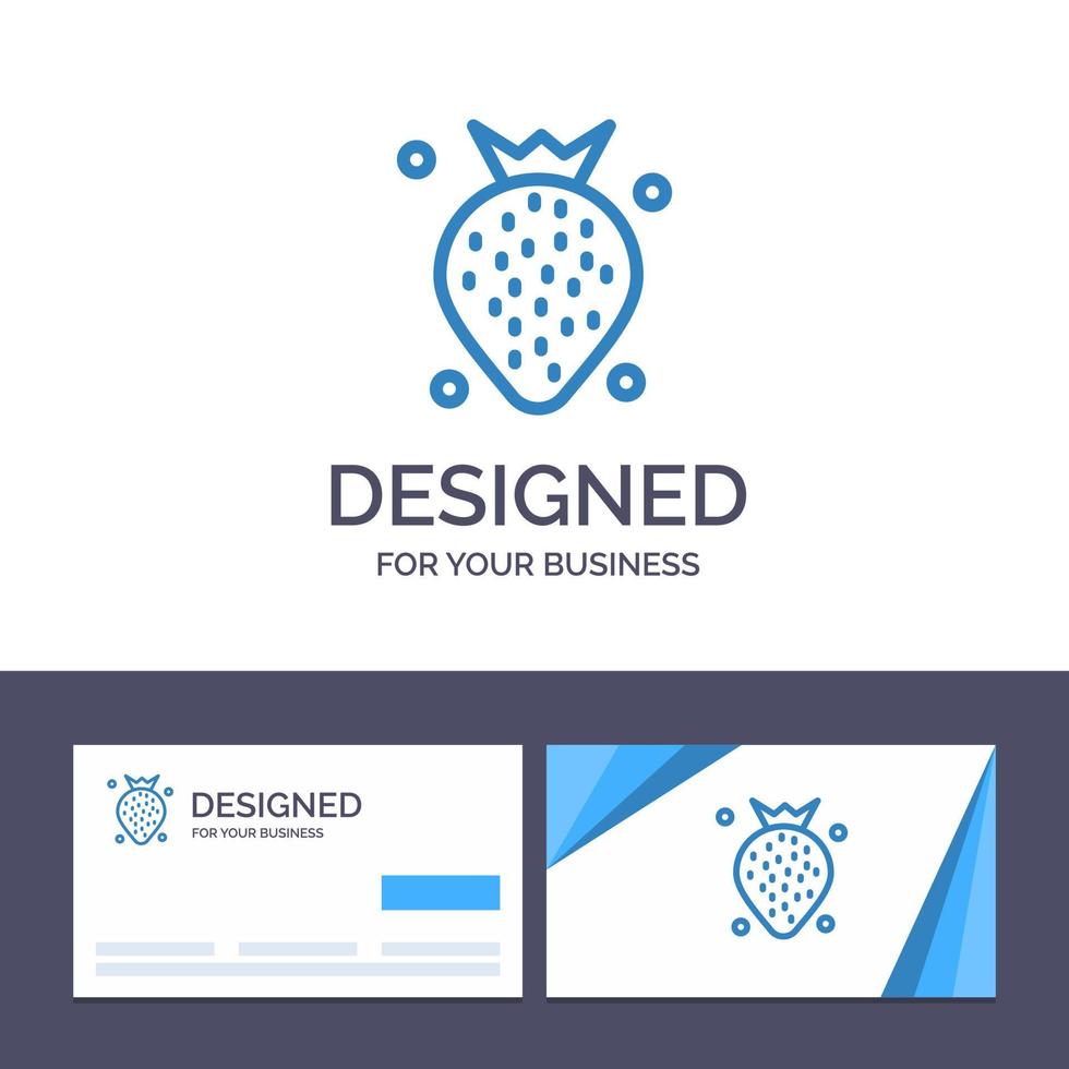 tarjeta de visita creativa y plantilla de logotipo fresa comida fruta baya ilustración vectorial vector