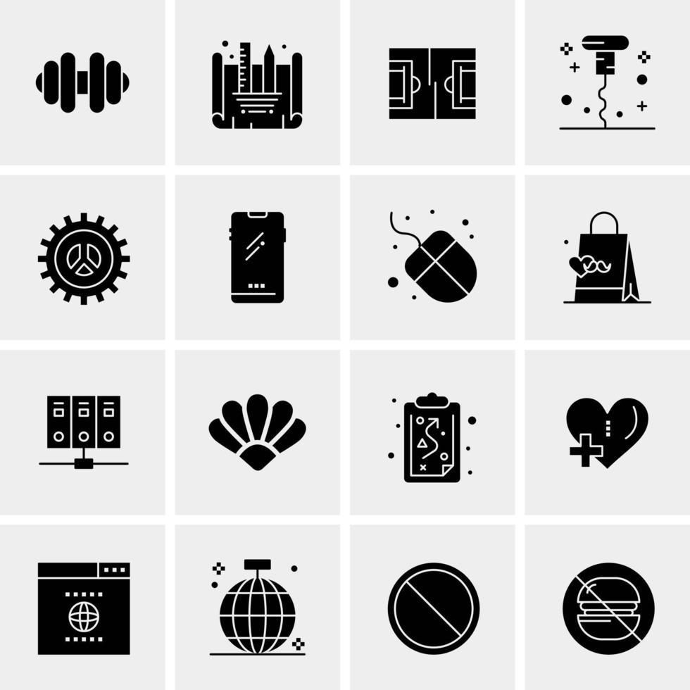 16 iconos de negocios universales vector ilustración de icono creativo para usar en proyectos relacionados con la web y dispositivos móviles