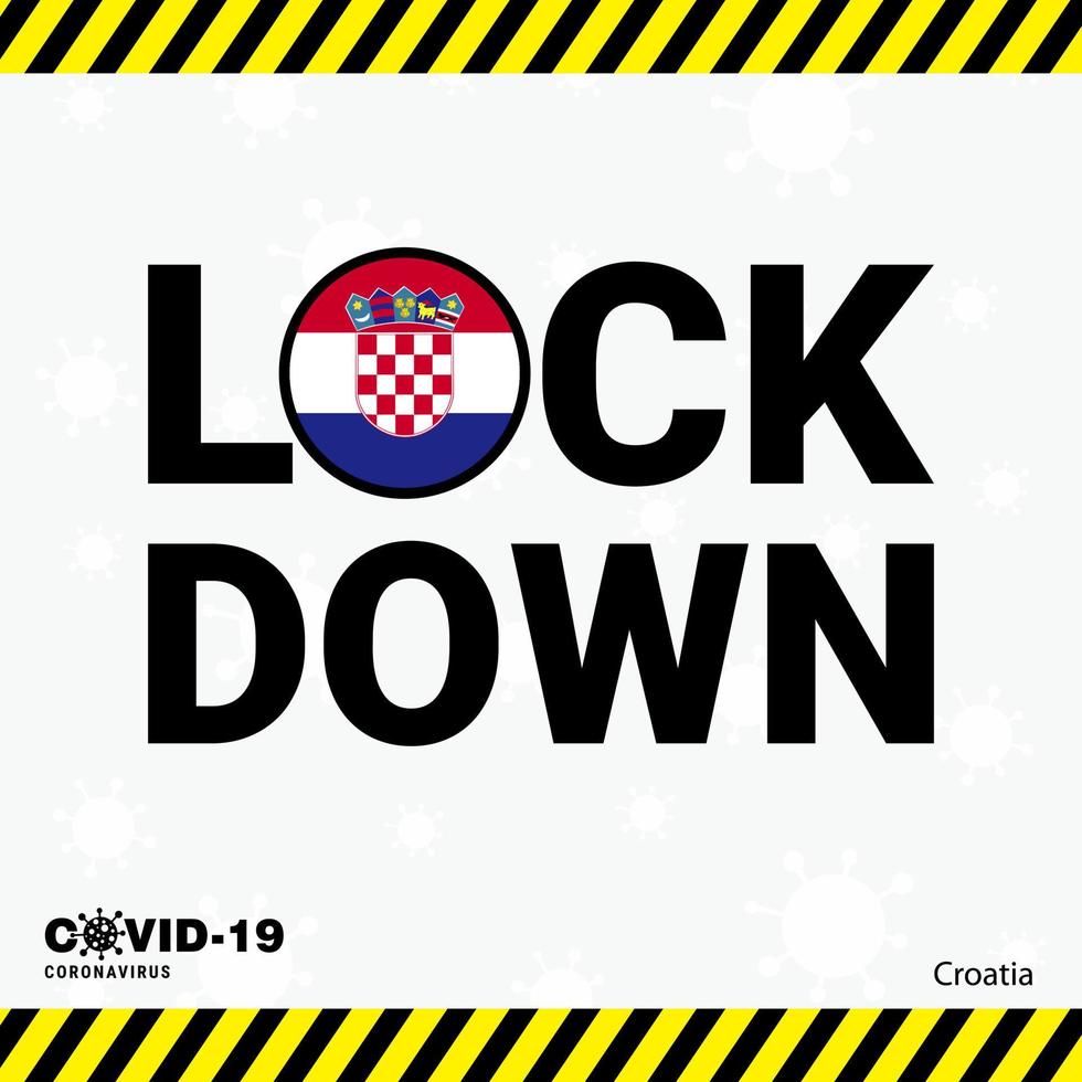Coronavirus Croatia Lock DOwn Typography with country flag Coronavirus pandemic Lock Down Design vector