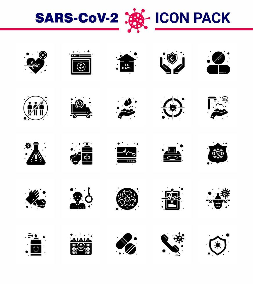 Corona virus disease 25 Solid Glyph icon pack suck as medicine capsule risk shield medical viral coronavirus 2019nov disease Vector Design Elements