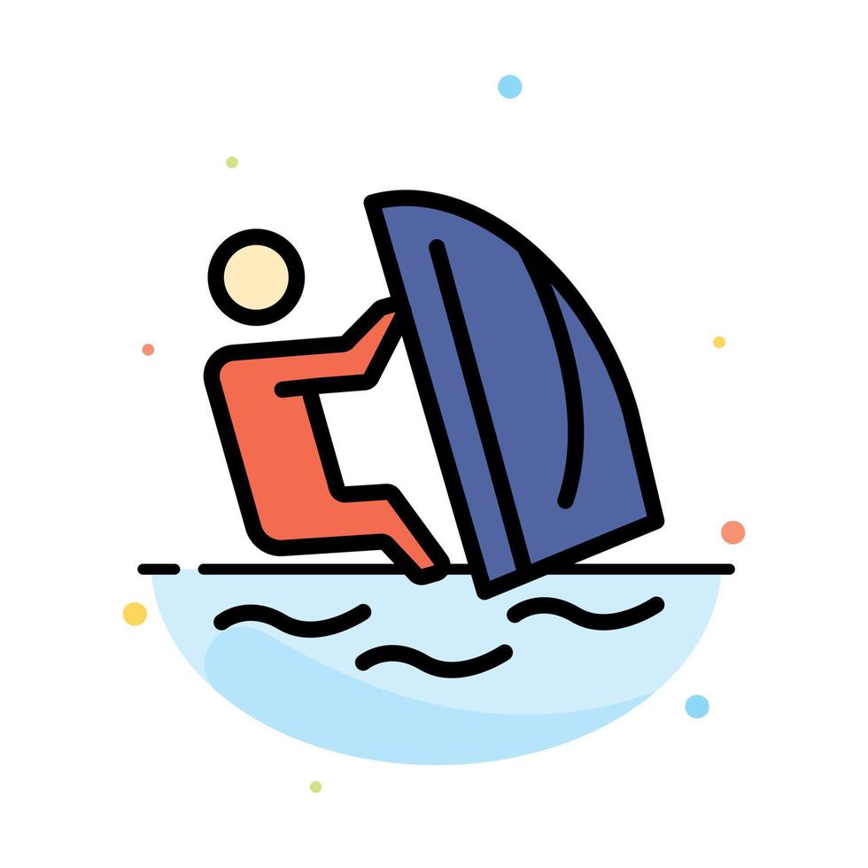 Surfer Surfing Water Wind Sport Abstract Flat Color Icon Template vector