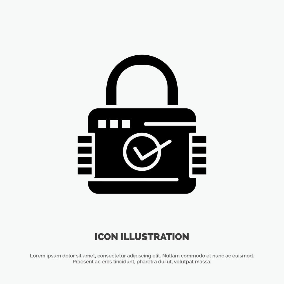 Lock Padlock Security Secure solid Glyph Icon vector