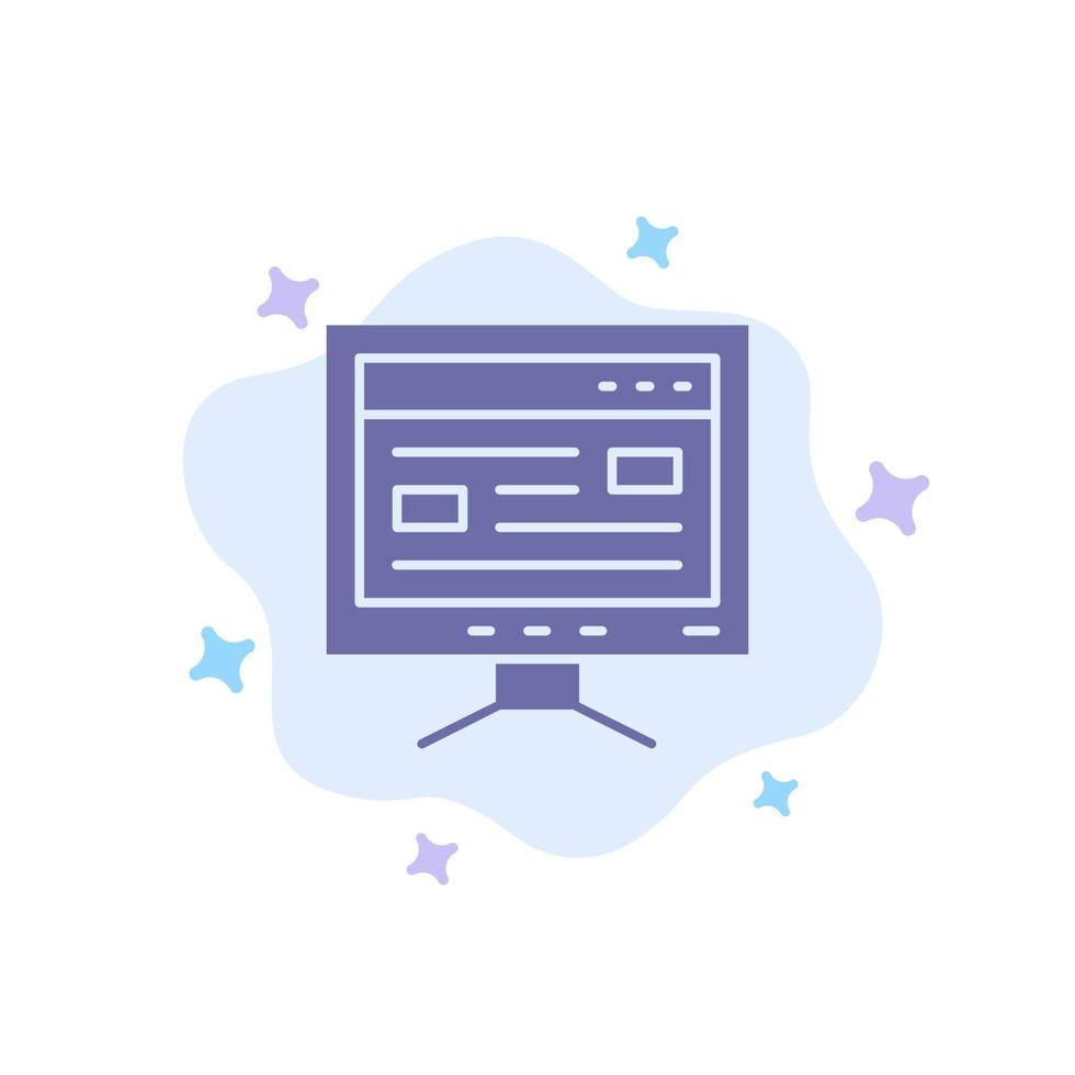 Computer Online Study Education Blue Icon on Abstract Cloud Background vector