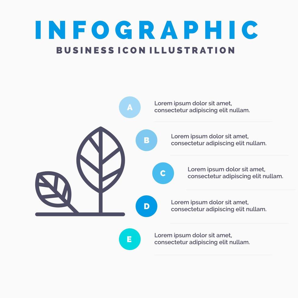 Earth Eco Environment Leaf Nature Line icon with 5 steps presentation infographics Background vector