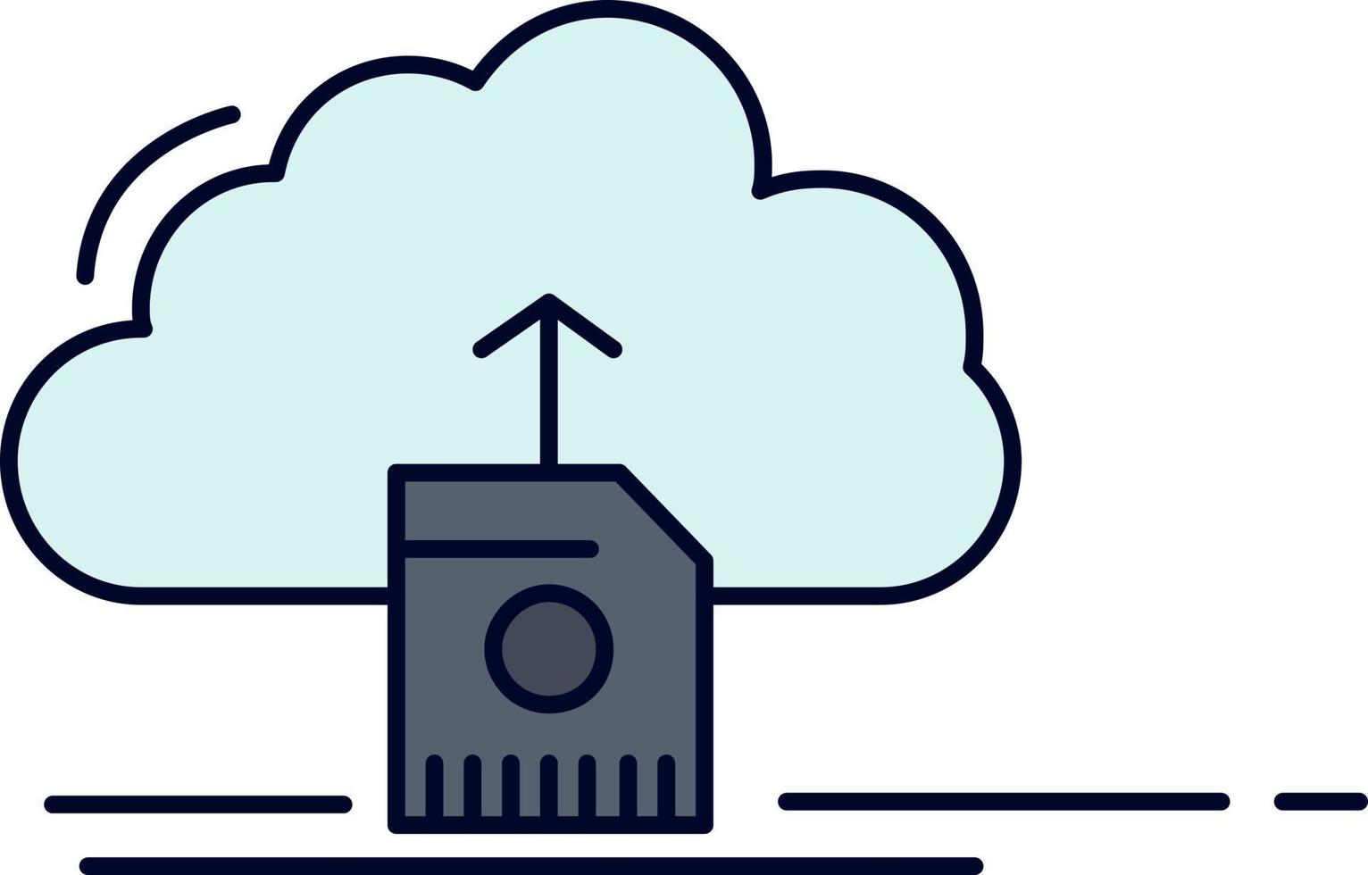 cloud upload save data computing Flat Color Icon Vector