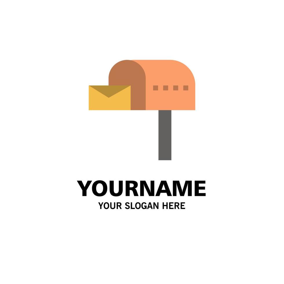 Letterbox Email Mailbox Box Business Logo Template Flat Color vector