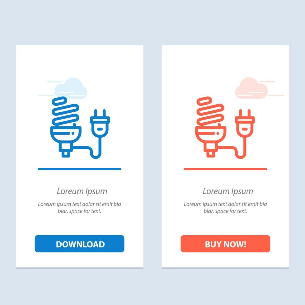 Bulb Economic Electrical Energy Light Bulb Plug  Blue and Red Download and Buy Now web Widget Card Template vector