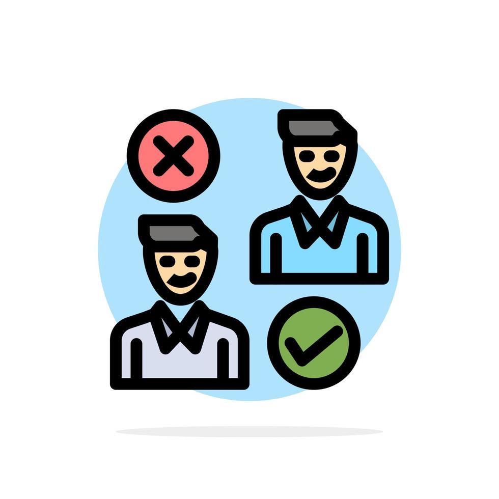 grupo usuario trabajo bueno cancelar círculo abstracto fondo color plano icono vector