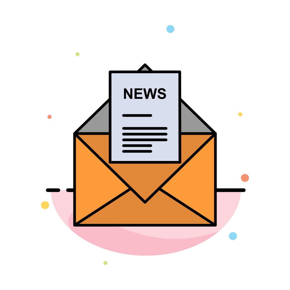 News Email Business Corresponding Letter Abstract Flat Color Icon Template vector