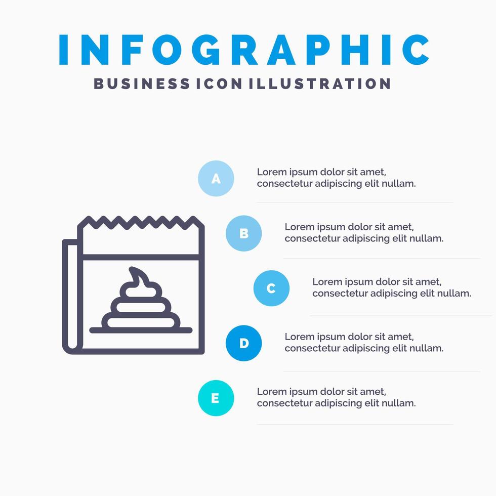 icono de línea de noticias de periodismo de engaño falso publicitario con fondo de infografía de presentación de 5 pasos vector