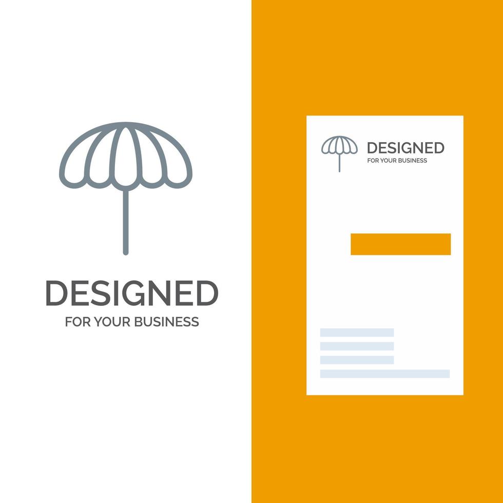 Beach Umbrella Weather Wet Grey Logo Design and Business Card Template vector