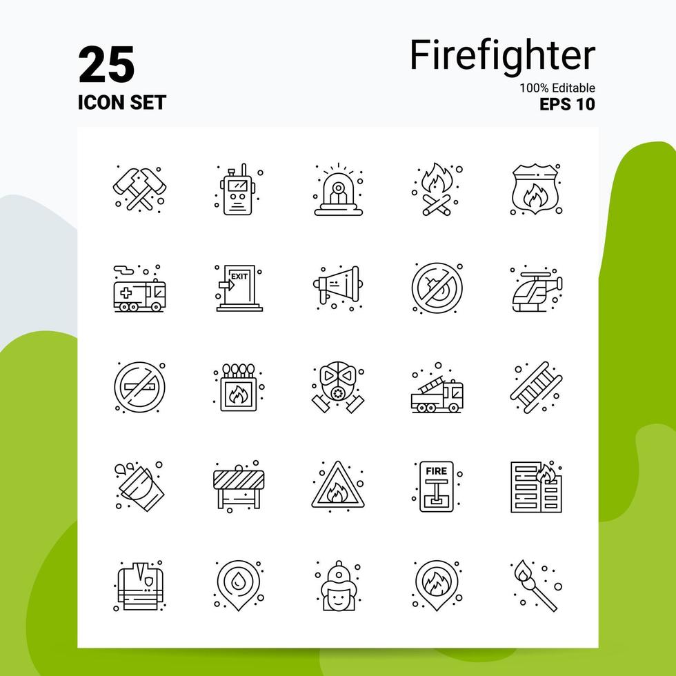 25 conjunto de iconos de bombero 100 archivos eps 10 editables concepto de logotipo de empresa ideas diseño de icono de línea vector