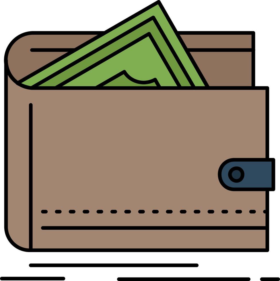 Cash finance money personal purse Flat Color Icon Vector