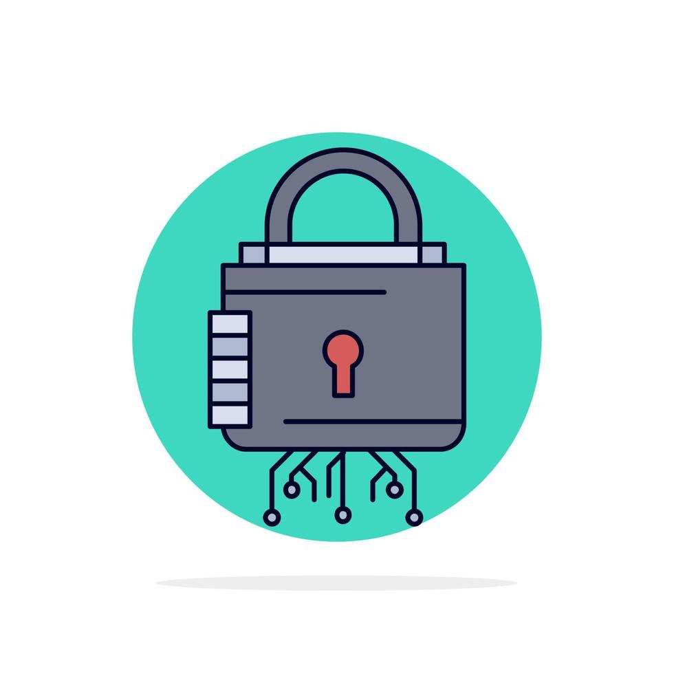 Security cyber lock protection secure Flat Color Icon Vector