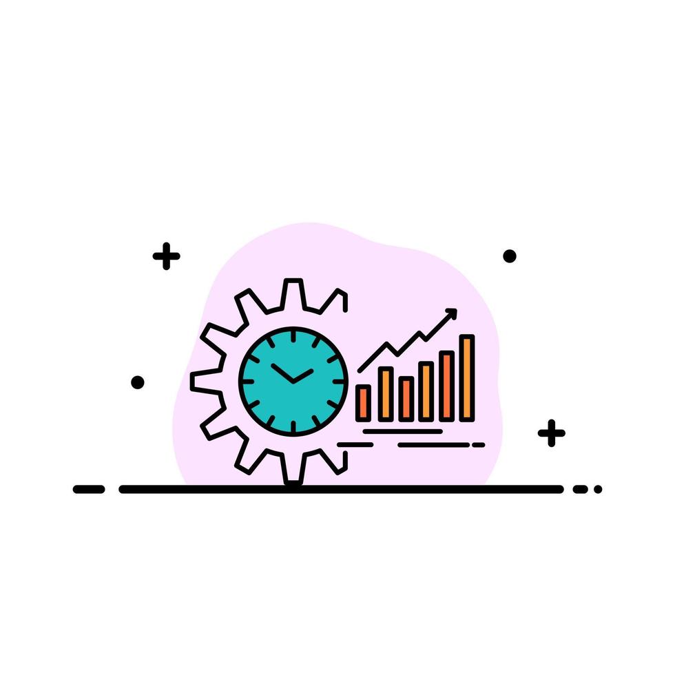gráfico análisis gráficos mercado horario tiempo tendencias negocio línea plana lleno icono vector banner plantilla
