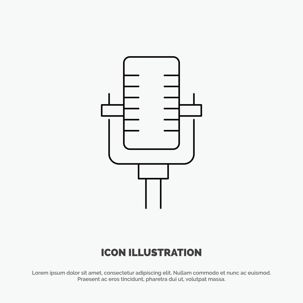 Microphone Multimedia Record Song Vector Line Icon